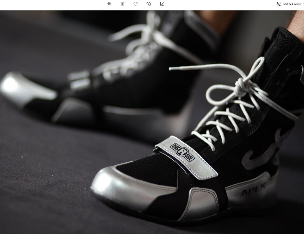 Ringside Apex Elite Boxing Shoes, White/Black, Size 5